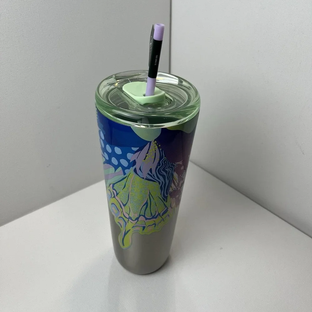 Starbucks Summer 2024 Canna Lily Butterfly Silver Venti‎ Stainless Tumbler 🌸